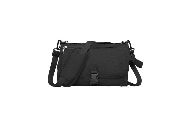 Portable Diaper Changing Pad with Shoulder Strap Water-resistant Diaper Changing Bag Black