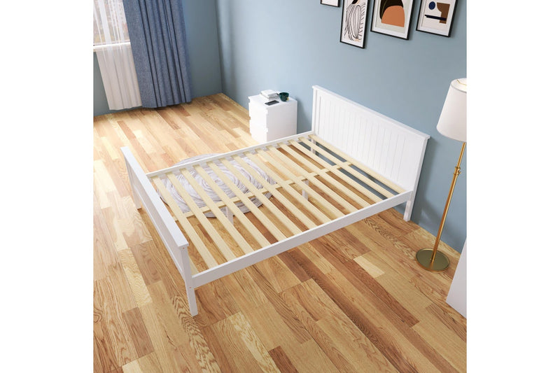 Lucas Queen Solid Wooden Bed Frame - White