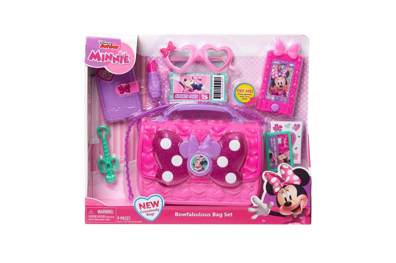 Disney Junior Minnie Mouse Bowfabulous Bag w Phone Lipstick Kids Play Set 3+