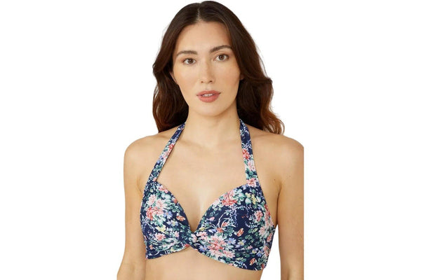 Debenhams Womens/Ladies Floral Non-Wired Bikini Top (Navy) (16 UK)