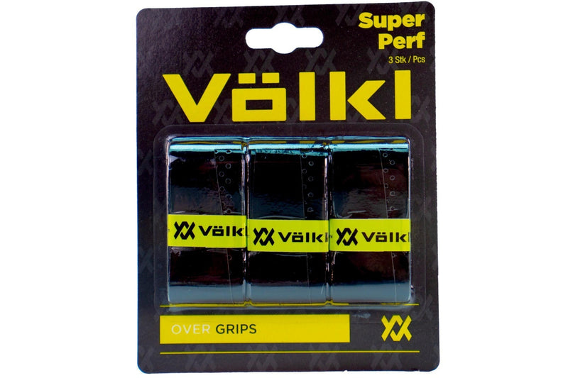 Volkl Super Perf Over Grip Overgrip Tennis Squash Badminton - 3 Pack - Black