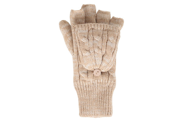 Mountain Warehouse Womens/Ladies Faux Fur Lined Fingerless Gloves (Beige) (One Size)