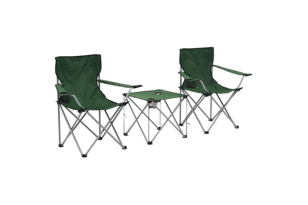 Camping Table And Chair Set 3 Pieces Green Aatnp