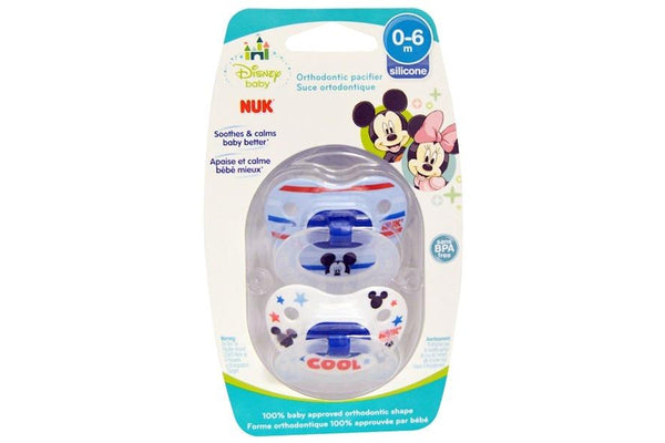 NUK Disney Baby Mickey Mouse Orthodontic Pacifier BPA Free 0-6 Months 2 Pacifiers