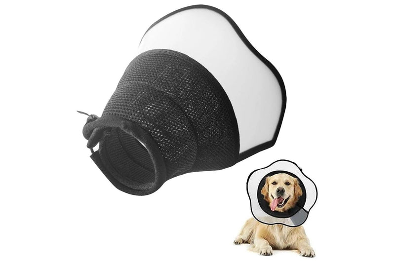 Pet Dog Cone Collar Soft Neck Collar Adjustable Pet Elizabethan Collar Black