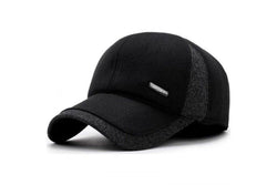 Thick Warm Woolen Baseball Cap Earmuffs Adjustable For 56 59Cm Black - Standard