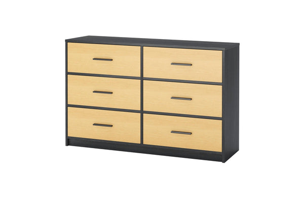 Fraser Country Lada Home 6 Drawer Storage Dresser - Black & Oak