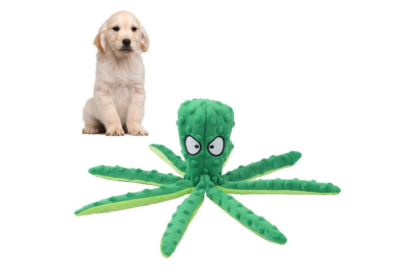 FancyGrab Dog Chew Toys Dog Squeaky Toys Octopus Squeaky Toys For Puppy Green