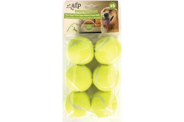 6 Pack Extra Bouncy Dog Fetch Balls AFP Hyper Maxi Super Bounce Tennis Ball Toy