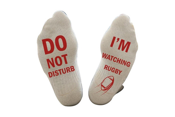 Pair of I'M WATCHING Unisex RUGBY Rugby Socks for Football Lover White