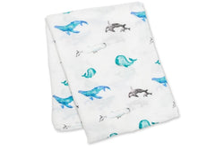 Lulujo: Muslin Bamboo Swaddle - Whales