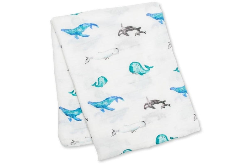 Lulujo: Muslin Bamboo Swaddle - Whales