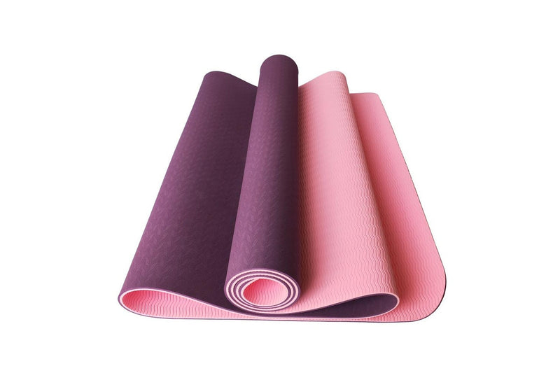 Ape Style Non-Slip Thick Yoga Training Mat (8mm) - Maroon/Pink