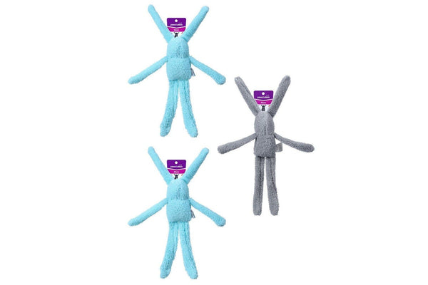 3x Paws & Claws 55cm Plush Rabbit Rag Doll Dog Interactive Toy w Squeaker Asst