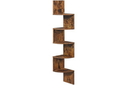 Vasagle Floating Corner Shelf - 5-Tier (Rustic Brown)