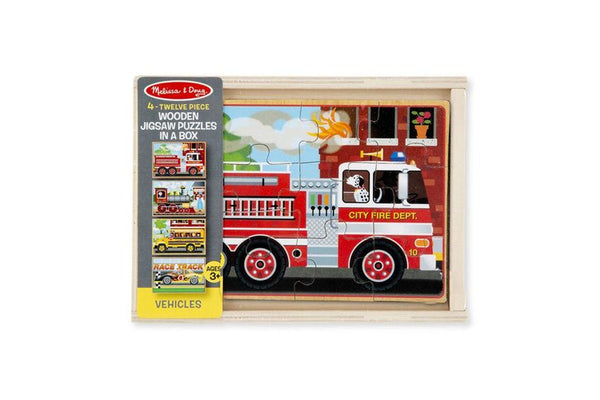 Melissa & Doug: Wooden Jigsaw Puzzles in a Box - Vehicles