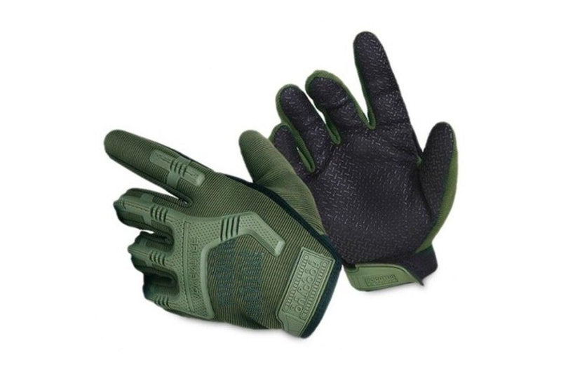 Pair Of Full Finger Anti Slip Tactical Gloves Army Green - Standard