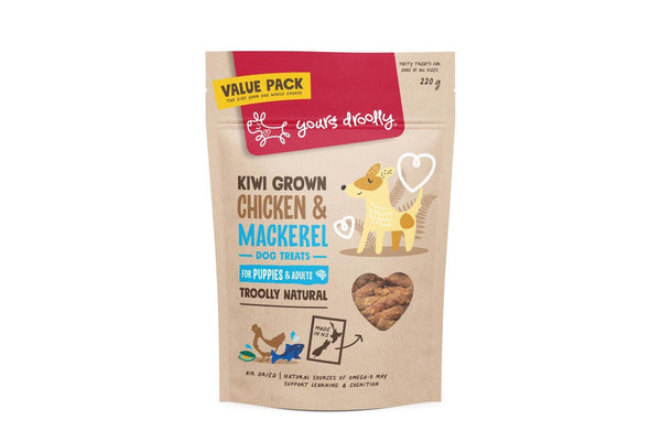 Yours Droolly: Kiwi Grown Treats, Chicken & Mackerel - 220g