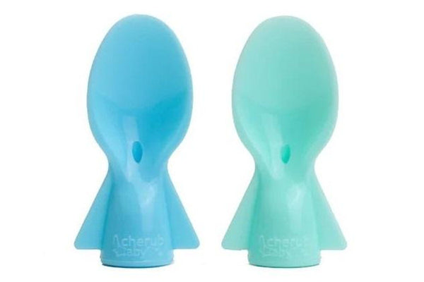 Cherub Baby: Universal Food Pouch Spoon - Blue/Green (2 Pack)