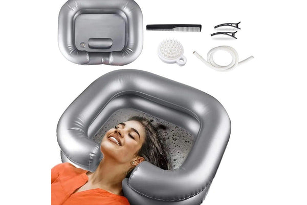 Inflatable Shampoo Basin Portable Hair Washing Tub for Haircut Dye Hair Wash Gray