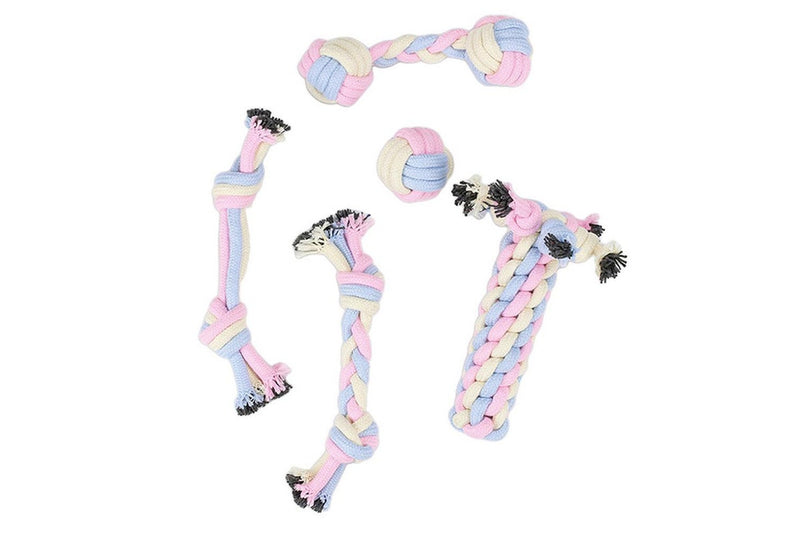 Five-piece Set Cotton Rope Dog Chew Rope Toys Keep Pet Teeth Health