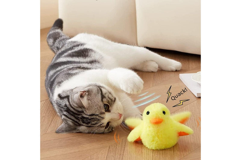 Little Yellow Duck Plush Doll Flapping Vibration Cat Interactive Toy Rechargeable