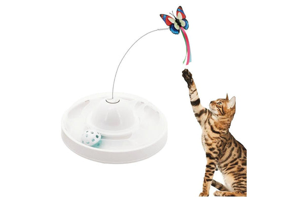 Butterfly Turntable - Interactive Pet Toy (White)