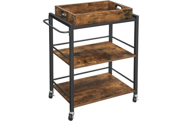 Vasagle Bar Trolley With Removable Tray - Rustic Brown