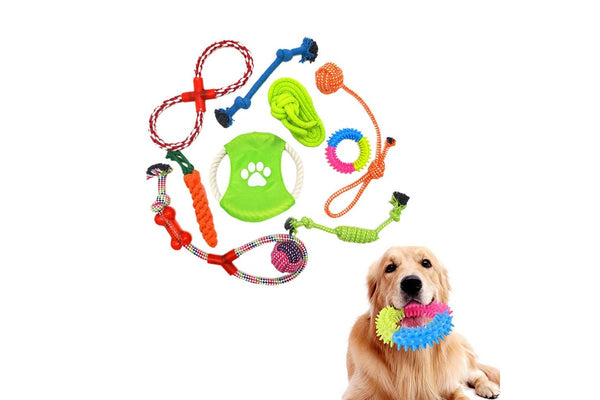 10Pcs Set Dog Chew Bite Toy Pet Braided Rope Toys Teeth Cleaning Toys Style 1