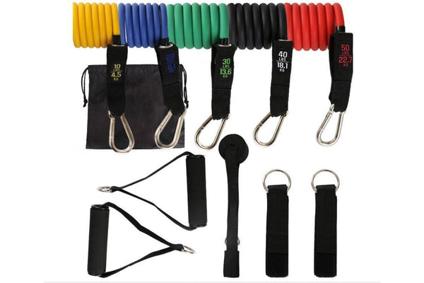 11Pcs Latex Resistance Bands Set Pull Rope Fitness Exercise Training Yoga Home Gym - Multicolour - Set Of 1