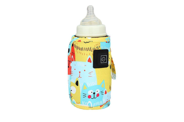 Travel USB Baby Bottle Warmer Milk Heater Bag Thermostat Portable Pouch Yellow