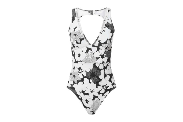 TOG24 Womens/Ladies Kady Floral One Piece Swimsuit (White/Black) (12 UK)