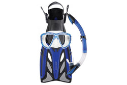 Mirage Crystal Adult Mask, Snorkel & Fin Set - Blue - L / XL