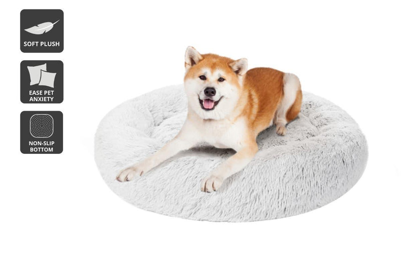 Pawever Pets: Round Nest Calming Bed - Grey (Large/X-Large, 110cm)