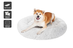 Pawever Pets: Round Nest Calming Bed - Grey (Small/Medium, 90cm)