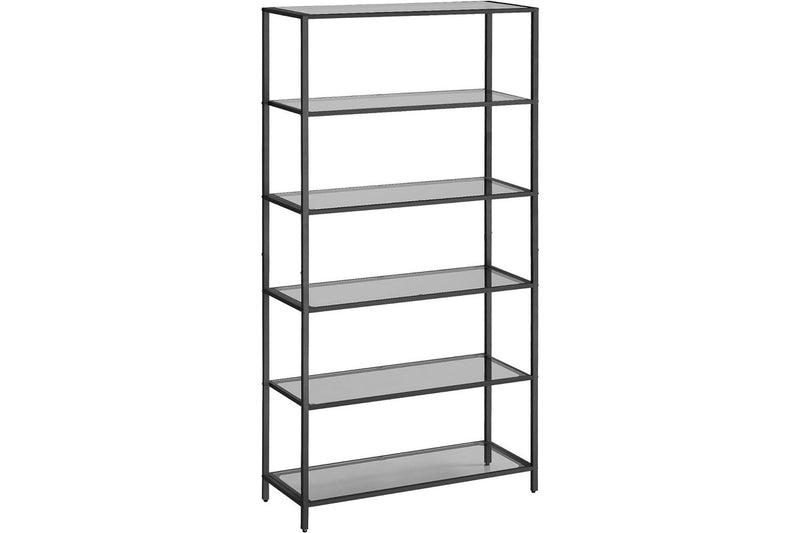 VASAGLE 6-Tier Glass Shelf - Ink Black/Slate Grey