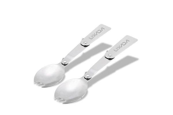 Lixada Pack Of 2 Outdoor Foldable Stainless Steel Spoon - Standard