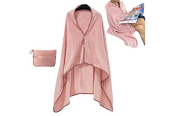 3-in-1 Travel Plane Shawl Blanket Multi-Functional Pillow Cloak Pink