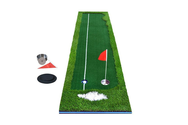 Golf Four Colour Putting Mat Push Rod Trainer - Size 75X300Cm Green