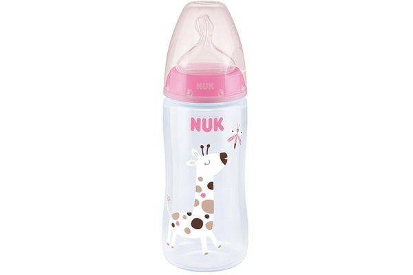 NUK: First Choice+ Baby Bottle with Temperature Control - Pink Giraffe (360ml)