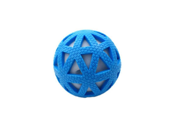 Silicone Pet Toy Grid Bite Resistant Natural Rubber Glow Ball - Blue - Standard - Set Of 1