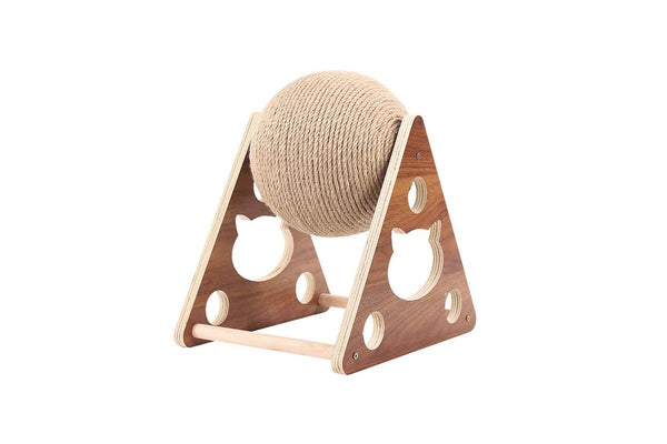 Interactive Natural Wood Cat Scratching Toy Ball for Cats