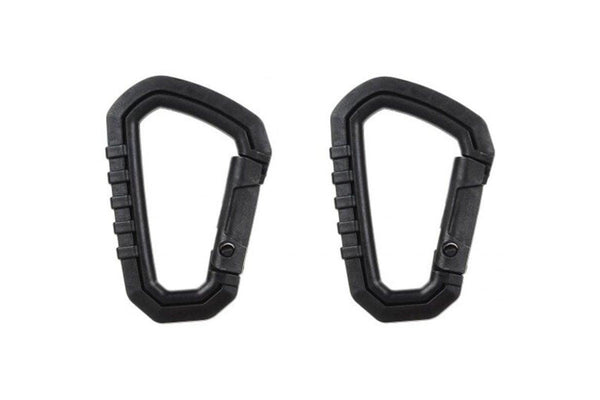 2Pcs Plastic Steel Quick Release Carabiner Black - Standard