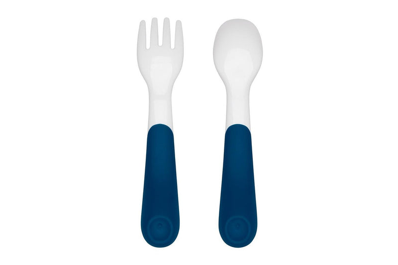 OXO Tot: On The Go Plastic Fork & Spoon Set - Navy