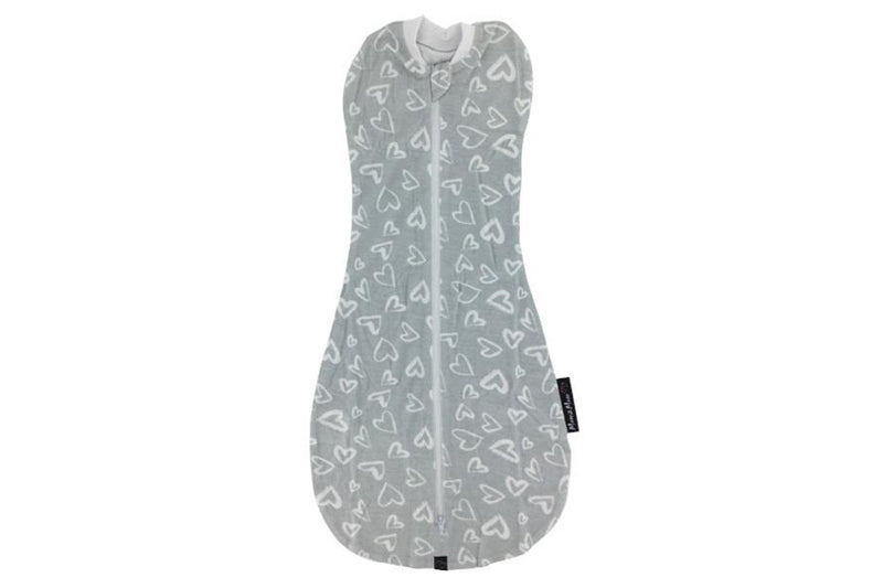 Mum 2 Mum: Bean Pod Swaddle Pouch - Grey Hearts (4-12 Months)