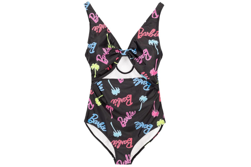 Barbie Womens/Ladies Palm Tree Logo One Piece Swimsuit (Black) (XL)