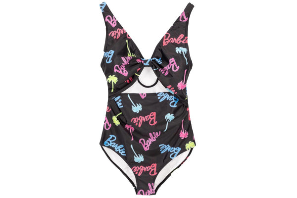 Barbie Womens/Ladies Palm Tree Logo One Piece Swimsuit (Black) (L)