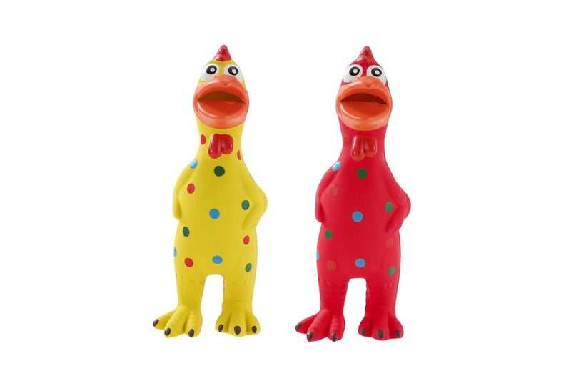 2x Paws & Claws 24cm Squeaky Chicken Rubber Latex Pet Dog Squeaker Toy Assorted