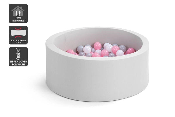 Bubbli: Baby Kids Ball Pit with 200 Balls - Grey/Pink