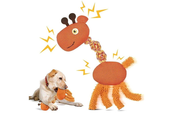 Durable Dog Rope Toy Interactive Squeaky Giraffe